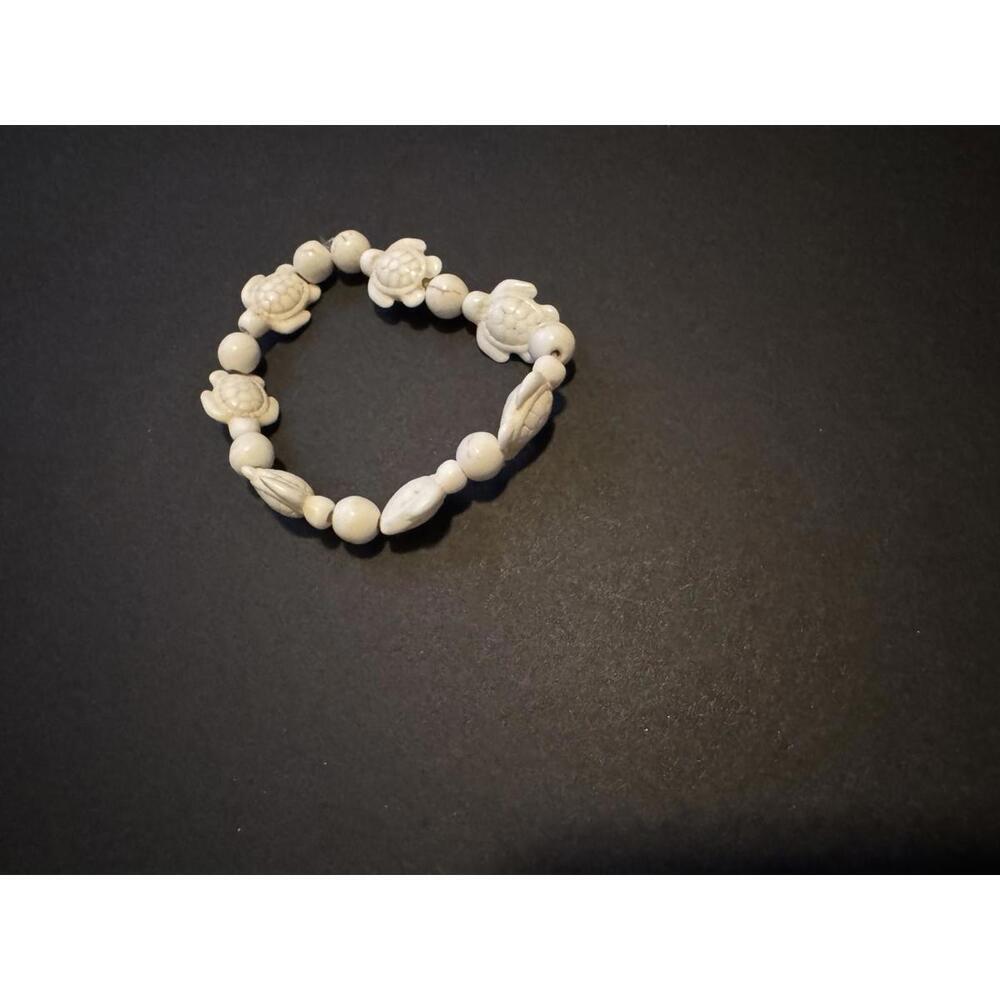 Handcrafted Floral Beaded Bracelet Sea Turtle j364 - Picture 1 of 2
